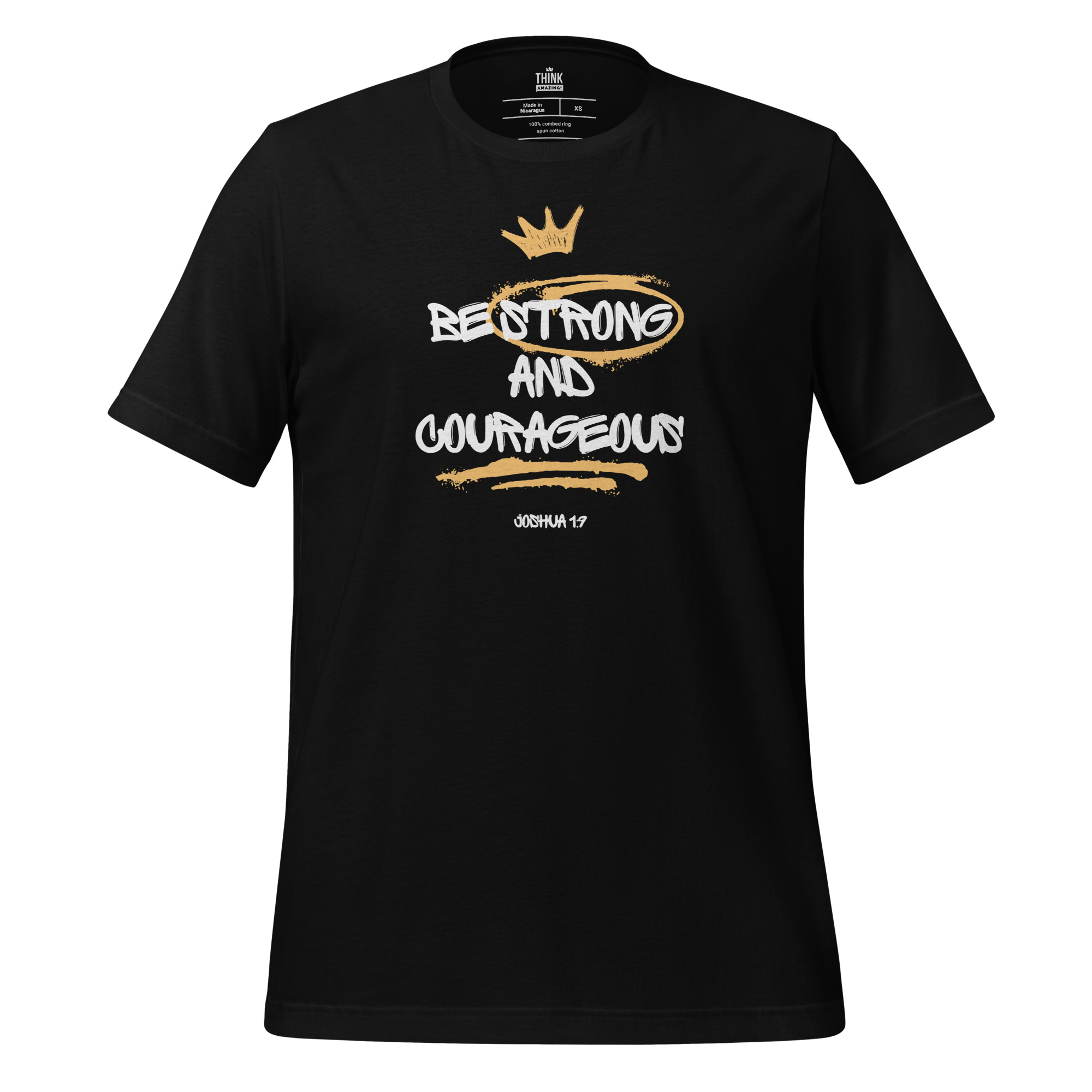 Be Strong and Courageous Tee - Joshua 1:9 - Black