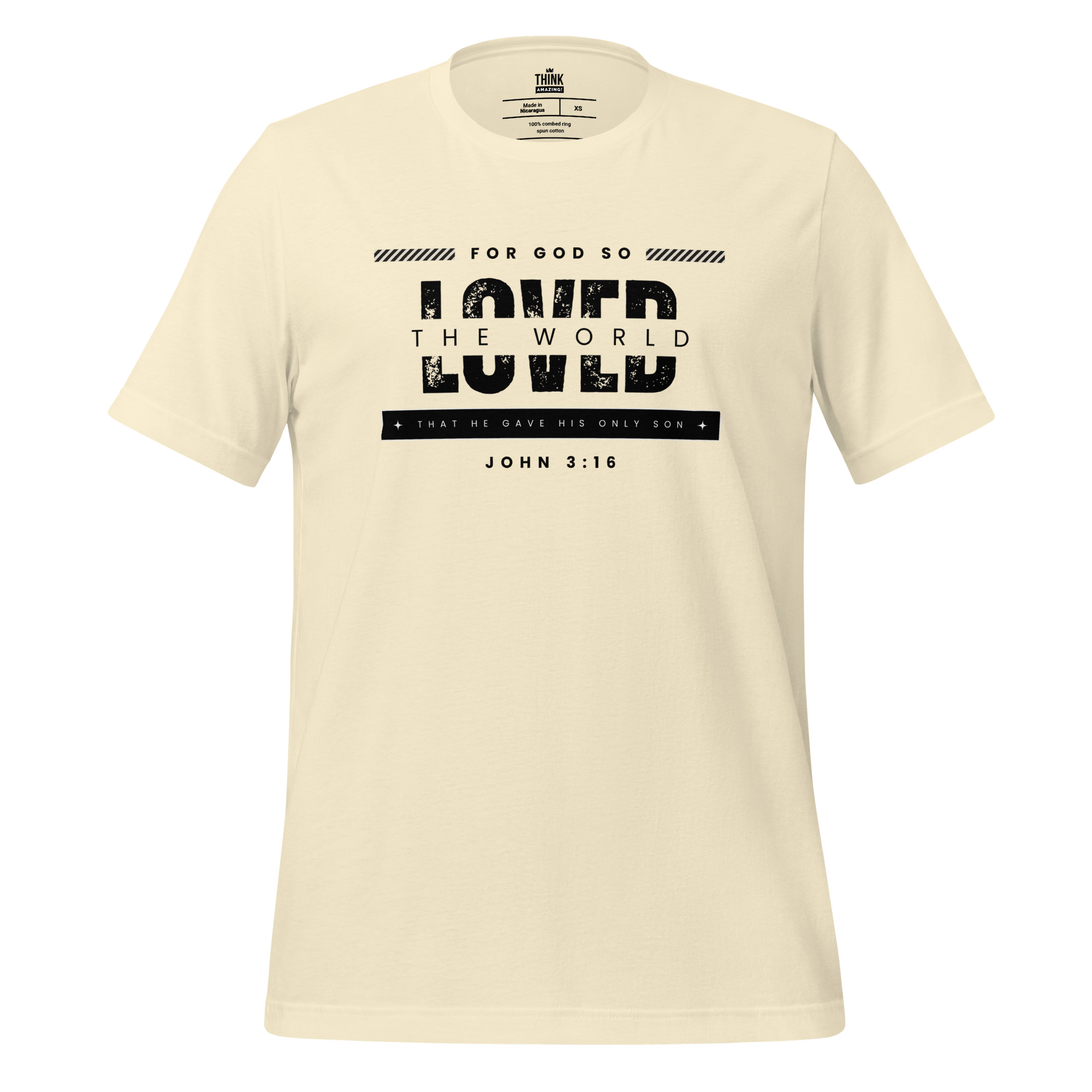 For God So Loved the World Tee - John 3:16 - Cream