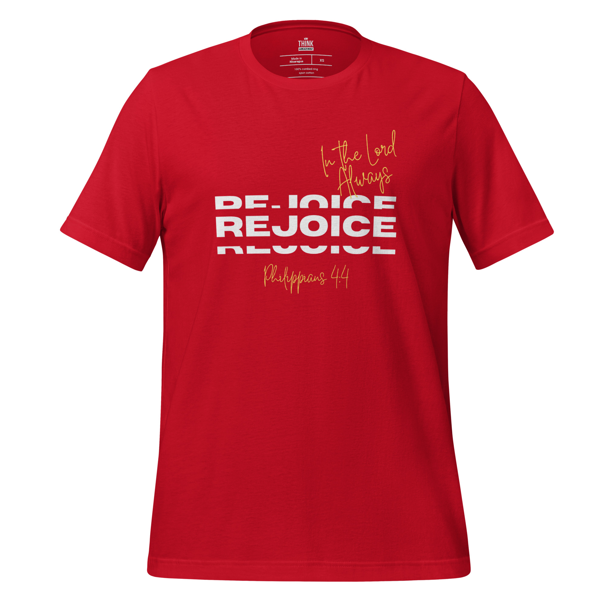 Rejoice in the Lord Tee - Philippians 4:4 - Red