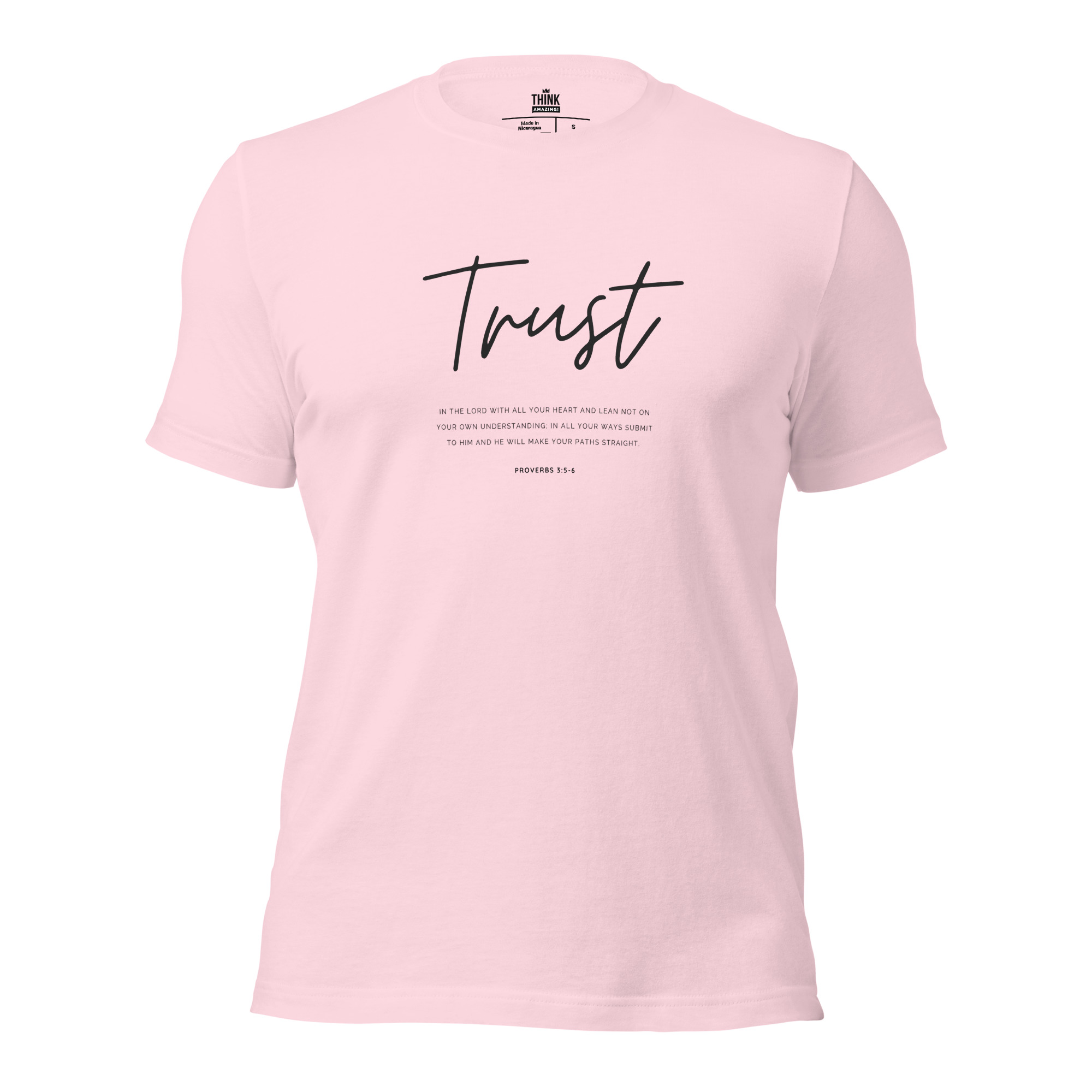 Trust in the Lord Tee - Proverbs 3:5-6 - Pastel Pink