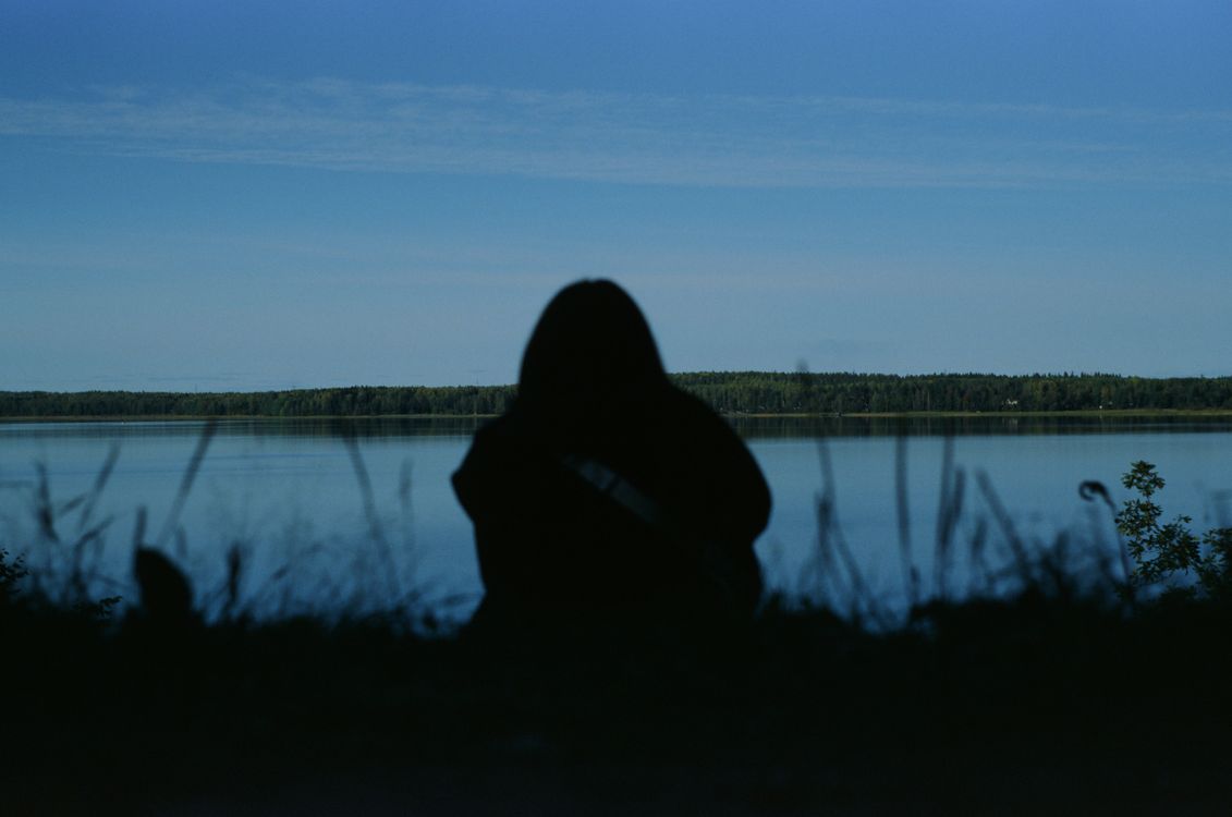 Silhouette of person in mist and fog